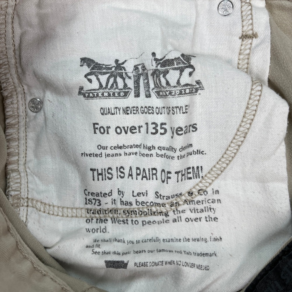 Levis 514 Pants Mens 36x32 Khaki Tan Straight Fit 5 Pocket Twill Chino Classic - Picture 7 of 14